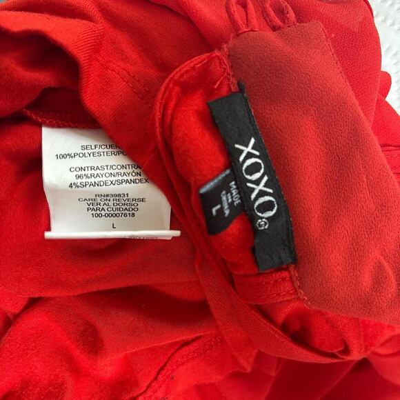 VINTAGE Y2K XOXO‎ RED CUT OUT BEADED HALTER TOP LONG TANK BLOUSE LARGE - Picture 5 of 5